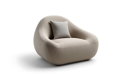 Modern Beige Lounge Chair with Pillow for Comfortable and Stylish Home Seating