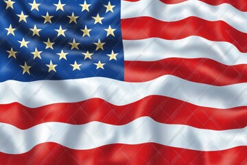 Detailed American flag texture with waving fabric folds and bold red, white, and blue colors