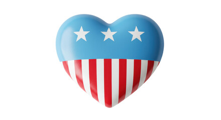 Isolated Patriotic Heart with Stars and Stripes