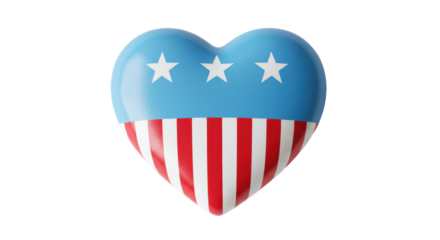Isolated Patriotic Heart with Stars and Stripes