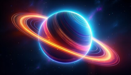 Obraz premium Fantasieplanet mit leuchtender Atmosphäre im All