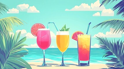 Tropical Cocktails Beach Summer Drinks. (2)