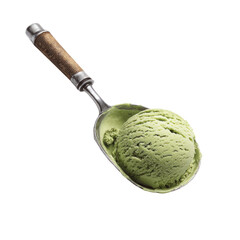 Scoop of mint ice cream kitchen food photography studio top view transparent background