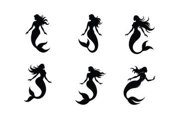 Mermaid silhouette Vector bundle  illustration