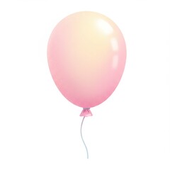 Pastel Pink Balloon Floating on White Background
