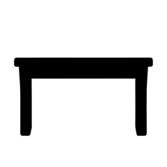 Silhouette illustration of a simple wooden table standing against a white background