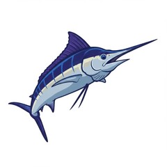 Obraz premium Blue Marlin Illustration Pixel Art Aquatic Wildlife
