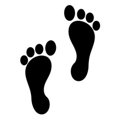 Minimalist Black Footprints on White Background Symbolizing Journey and New Beginnings