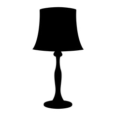 Silhouette of a traditional table lamp with a curved stand and shade