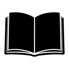 Black Silhouette of an Open Book Symbolizing Knowledge and Education Concepts