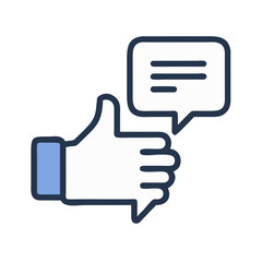 Obraz premium Thumbs Up with Comment Icon Representing Social Media Interaction and Positive Feedback