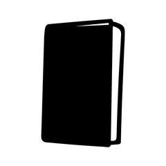Silhouette of a hardback book with the front cover closed standing up