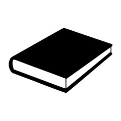 Solid black book with white pages illustrated in a simple manner