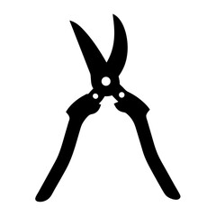 Silhouette of garden loppers for pruning branches in black and white