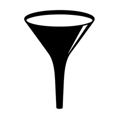 A classic black funnel on a white background showing liquid processing