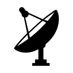 Silhouette of a satellite dish antenna used for telecommunications and broadcast