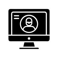 User on Laptop Icon Representing Remote Login Access and Online Activity