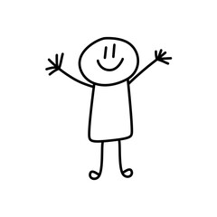Doodle Stickman Character. Hand Drawn Vector Illustration