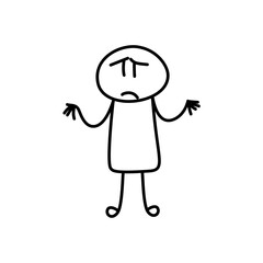 Doodle Stickman Character. Hand Drawn Vector Illustration