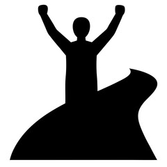 Silhouette of person celebrating on a black wave of creative energy