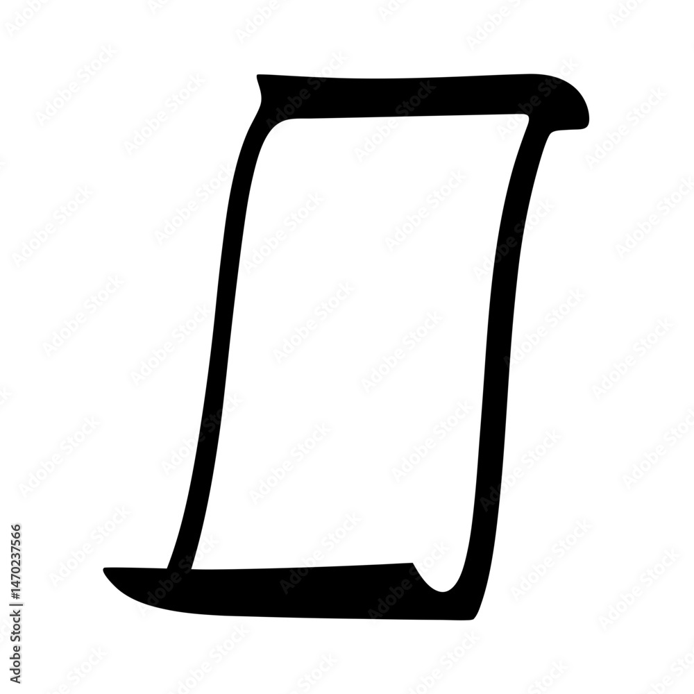 Poster stylized empty picture frame with rounded edges and slight curl at bottom
