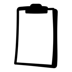 Simple black and white clip board with a blank document ready for notes