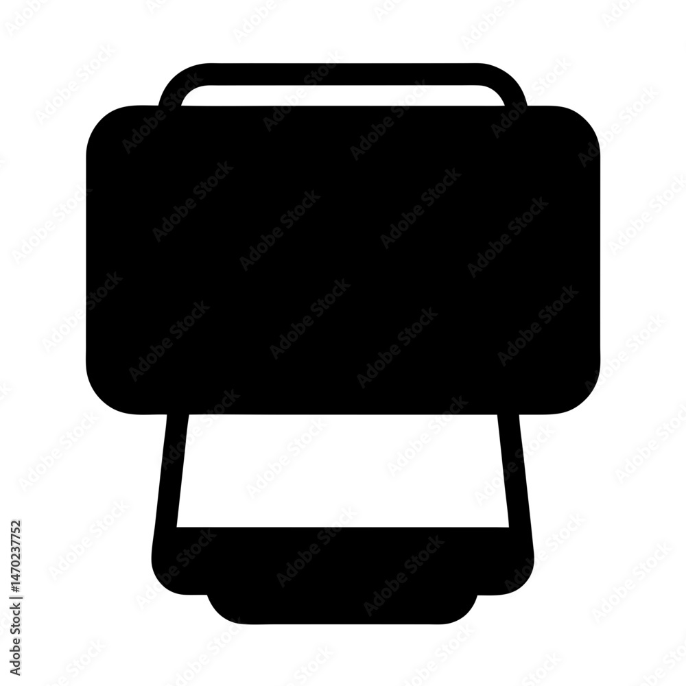 Poster stylized printer icon signifying printing documents and output process efficiently and effectively