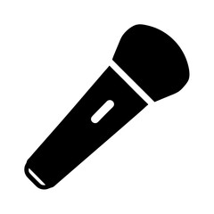 Black Silhouette Illustration of a Microphone for Recording or Broadcast Usage