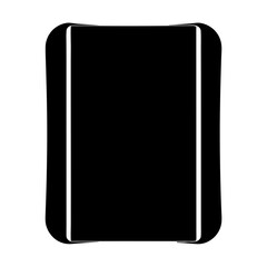 Black rectangle with rounded corners and a thin white outline design