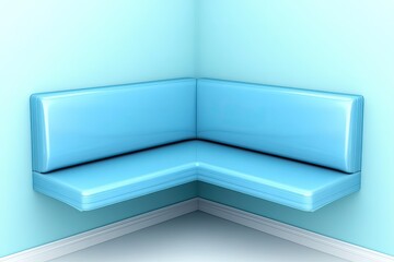 Corner wall-mounted light blue couch