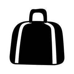 Stylized monochrome illustration of a duffel bag or carry on luggage