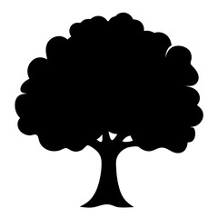 A solitary black tree silhouette against a stark white background illustration