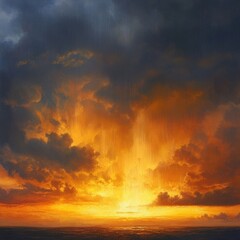 Obraz premium Dramatic Sunset with Storm Clouds