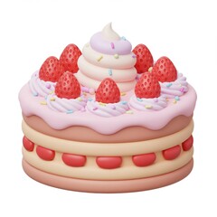 Two Layered Strawberry Cake with Whipped Cream