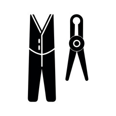 clothespins on rope clothespin line and solid icon