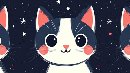 Fototapeta premium Cute cartoon cats in space