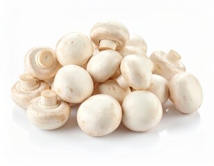 Pile of mushrooms over white background