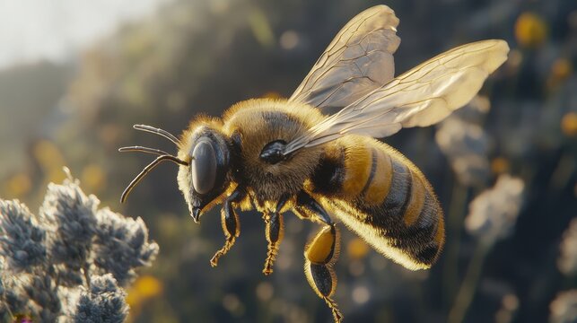 Wing detail of hovering bee