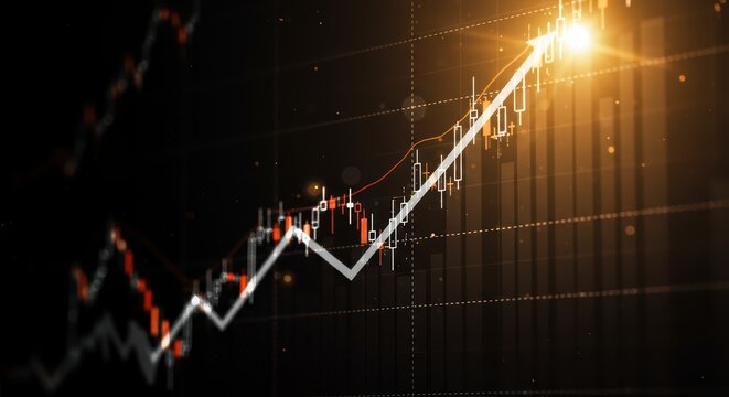 Stock Chart Trending Upward in Golden Light