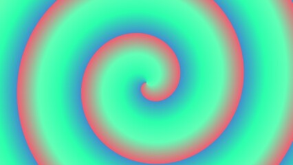 Hypnotic swirling spiral in teal, pink, and blue gradients