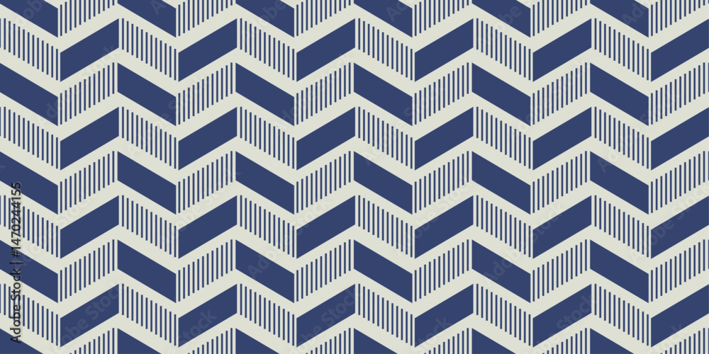 Poster textured chevrons, repeating blue alternating. striped and solid wavy rows of chevrons.