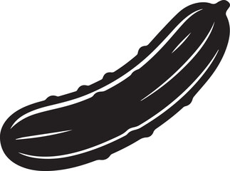 Cucumber Silhouette Vector | Modern Black Vector Art Illustration for Vegan Concepts