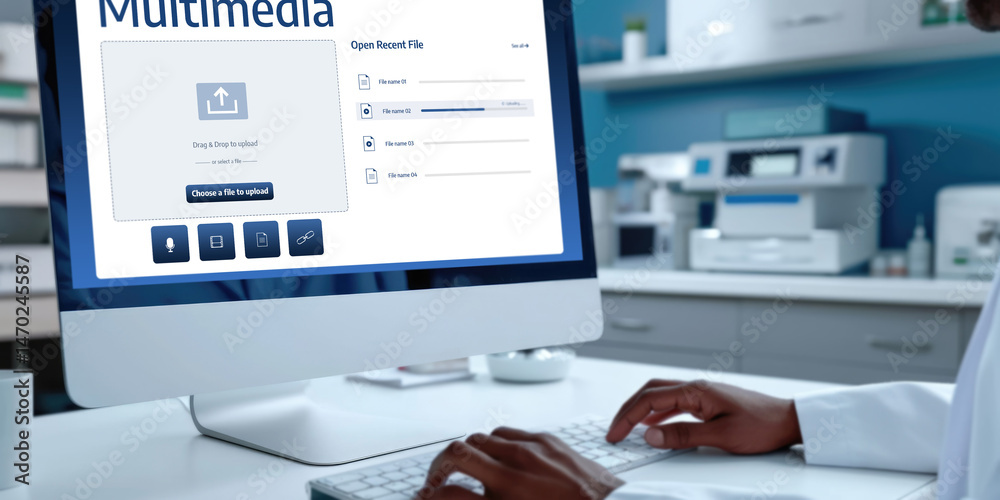 Poster multimedia cloud computing storage for uploading and store files online brisk for internet users and