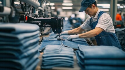 A close-up of a sewing machine eedle stitching through fabric, hands working with precision, soft lighting casting gentle shadows,