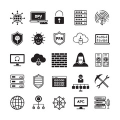 cyber security and data protection icon set for web and apps