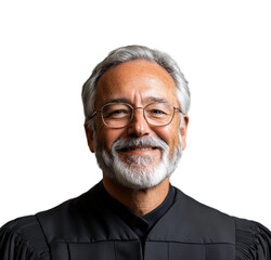 Obraz premium Judge smiling in robes courtroom portrait professional front view law isolated on transparent background