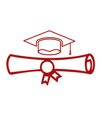 Graduation diploma clip art design on plain white transparent isolated background for card, shirt, hoodie, sweatshirt, apparel, tag, mug, icon, poster or badge