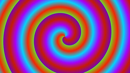 Hypnotic swirling rainbow spiral in vibrant hues