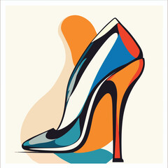 Modern Stiletto Heel Illustration Abstract Fashion Footwear Art Design Graphic Style