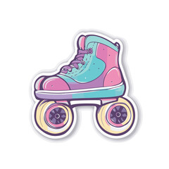 Retro Roller Skate Illustration With Pastel Colors And Cartoon Style Design